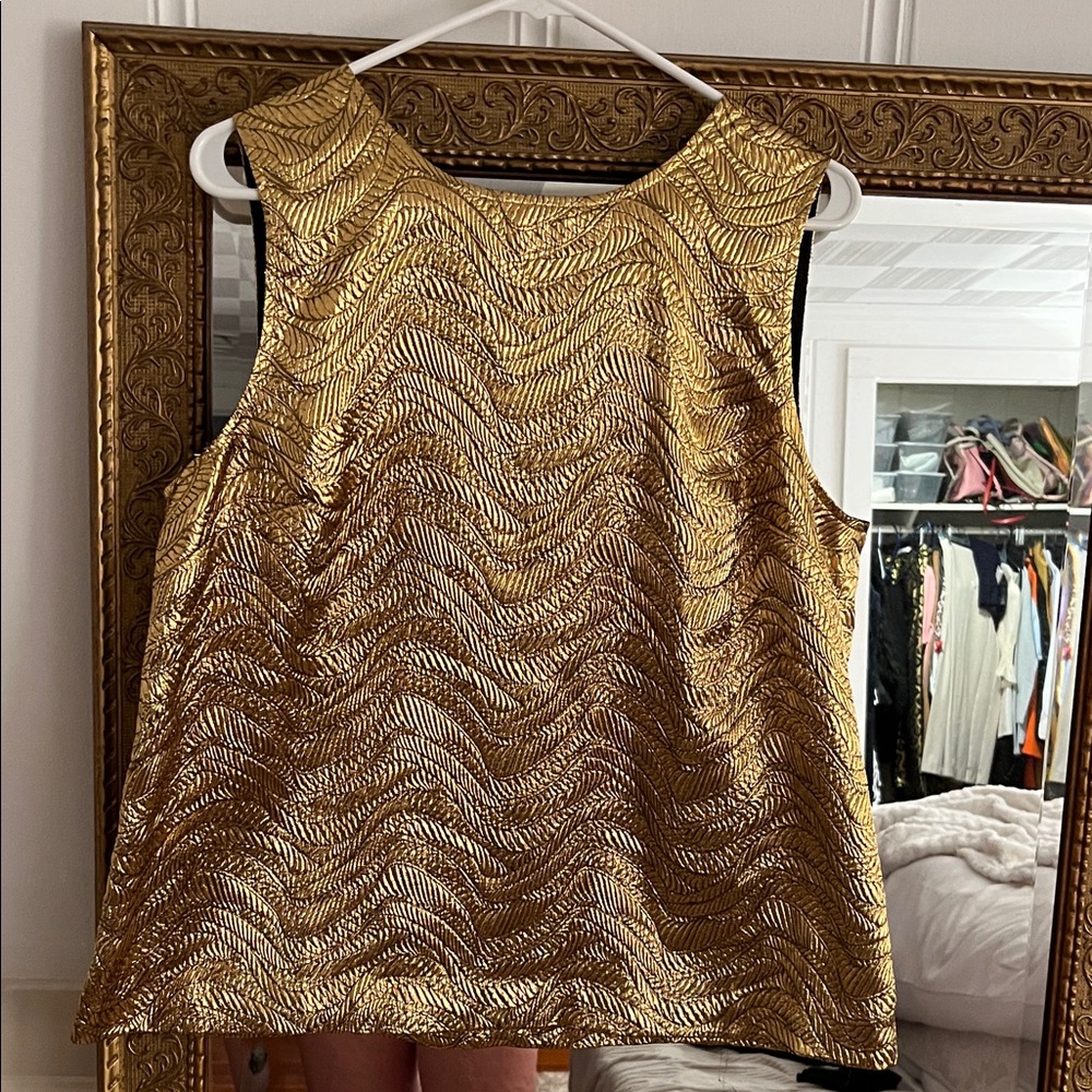 J. Crew Gold and White Patterned Blouse